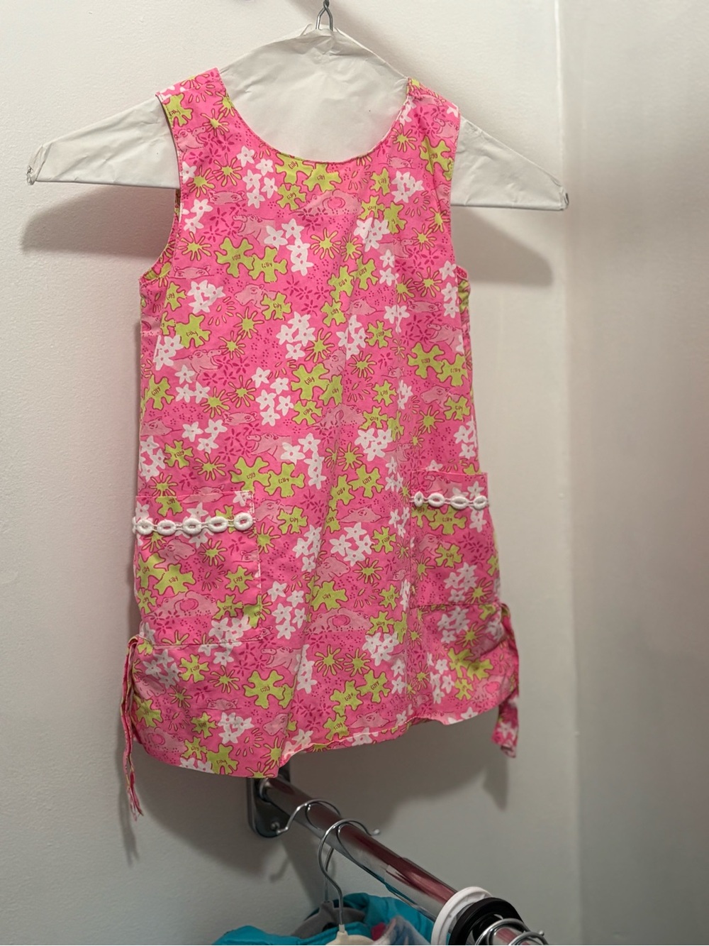 Lilly Pulitzer Pink Floral Shift Dress with Lime Accents